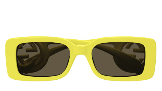 Luxury Gucci GG1325S yellow brown women's sunglasses (007) new collection