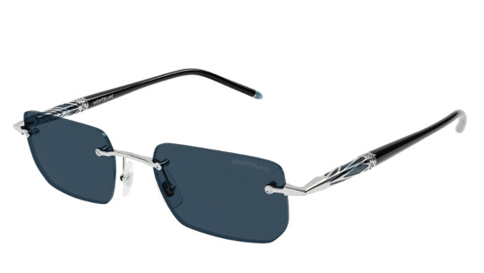 Occhiali da sole uomo Luxury Montblanc MB0348S 001 silver black blue nuova collezione