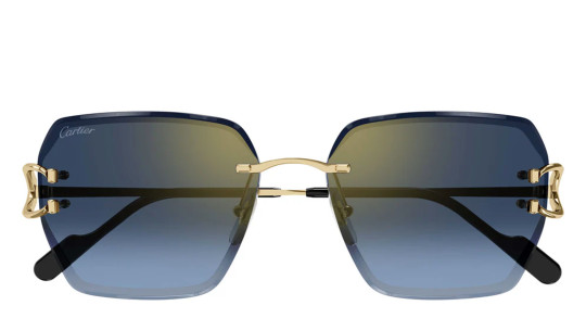 Occhiali da sole donna Luxury Cartier CT0466S 002 gold gold blue nuova collezione