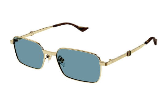 Occhiali da sole uomo Luxury Gucci GG1495S 003 gold gold blue nuova collezione