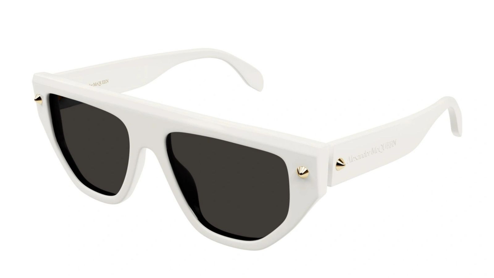 Occhiali da sole uomo donna Luxury Alexander Mcqueen AM0408S 003 white white grey nuova collezione