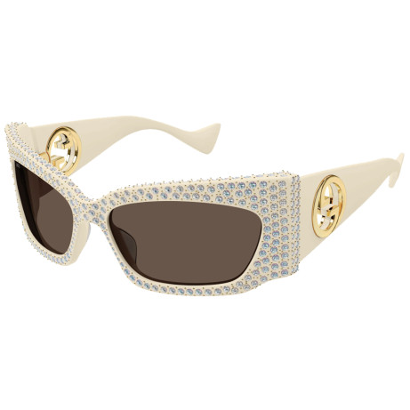 Occhiali da sole donna Luxury Gucci GG1412S ivory brown (002) nuova collezione 2