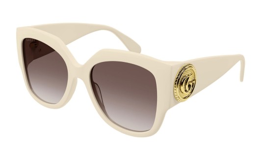 Occhiali da sole donna Luxury Gucci GG1407S 004 ivory ivory brown nuova collezione