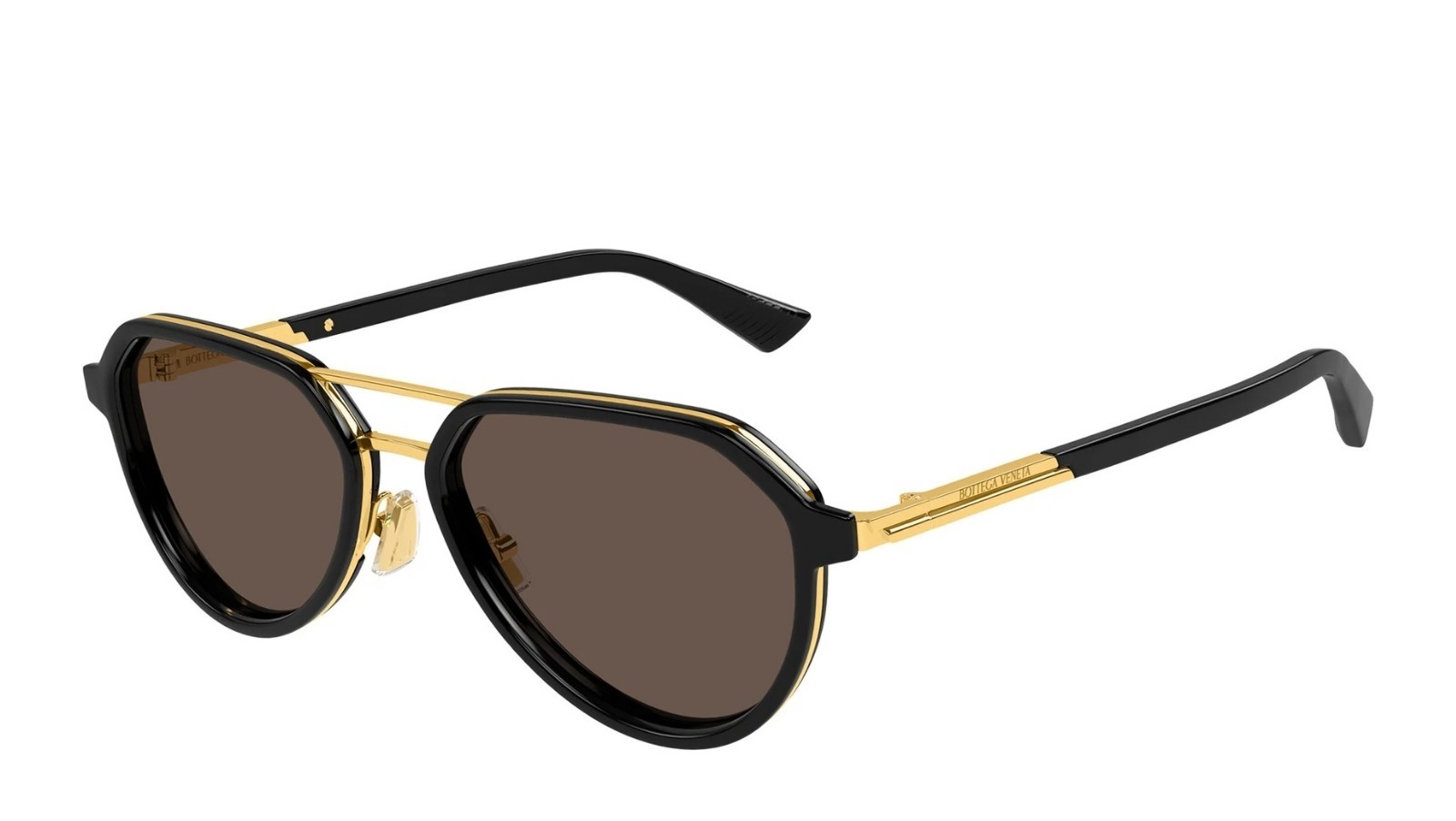 Occhiali da sole unisex Luxury Bottega Veneta BV1373S 001 black gold brown nuova collezione