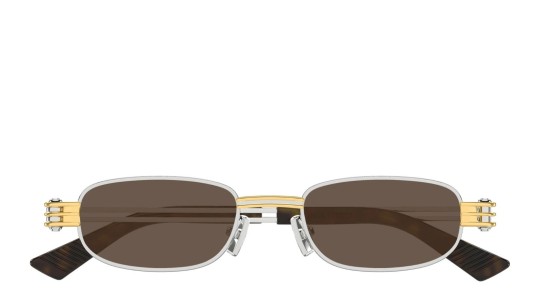 Bottega Veneta BV1381S 001 silver silver brown Bottega Veneta BV1381S 001 silver silver brown