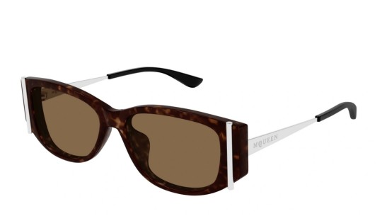 Occhiali da sole donna Luxury Alexander Mcqueen AM0494SA 002 havana silver brown nuova collezione