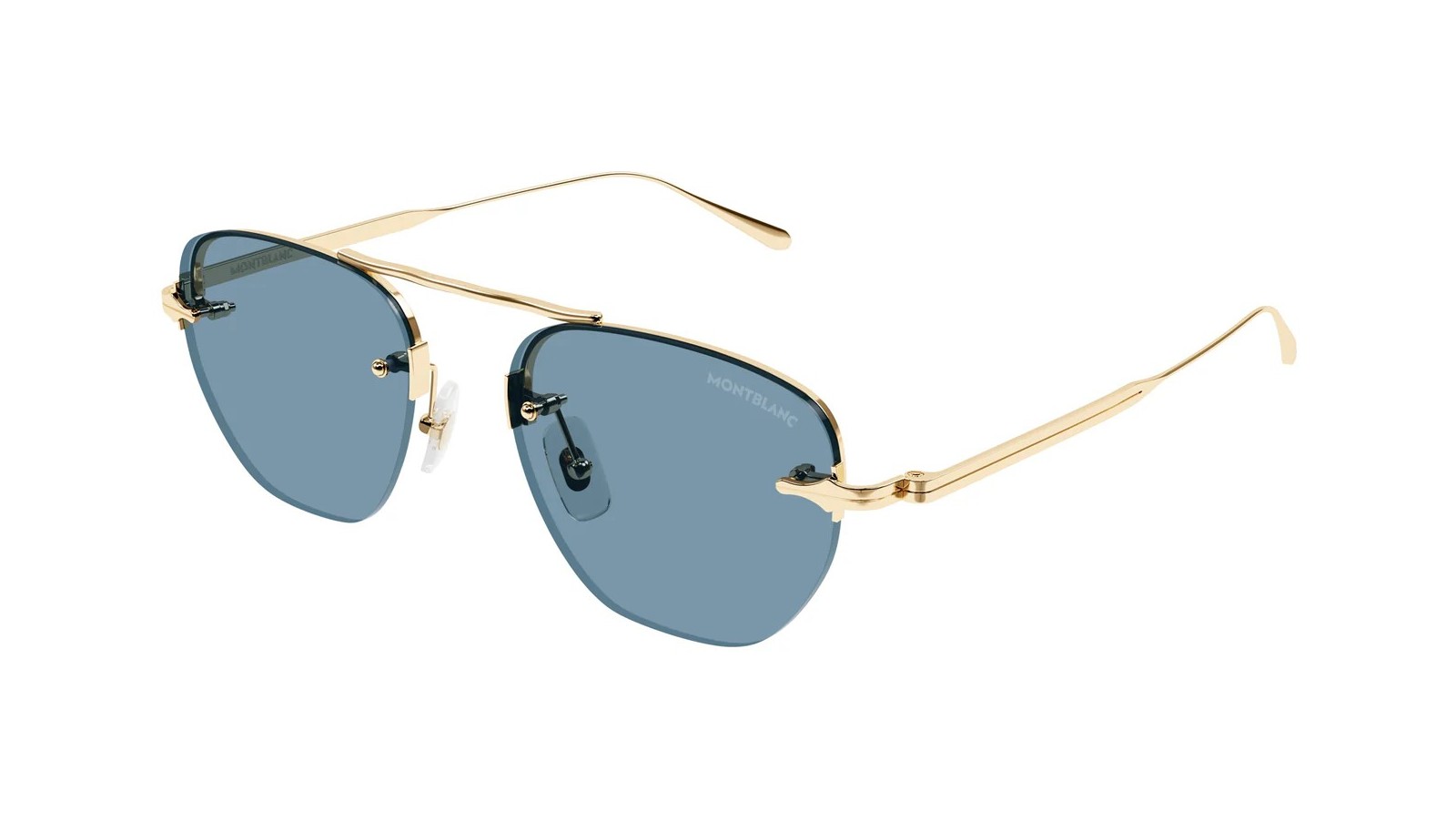 Occhiali da sole uomo Luxury Montblanc MB0404S 004 gold gold blue nuova collezione