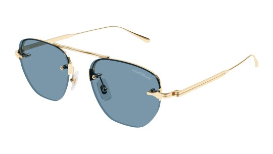 Occhiali da sole uomo Luxury Montblanc MB0404S 004 gold gold blue nuova collezione