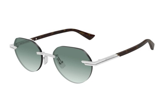 Occhiali da sole uomo Luxury Bottega Veneta BV1379S 002 silver silver green nuova collezione
