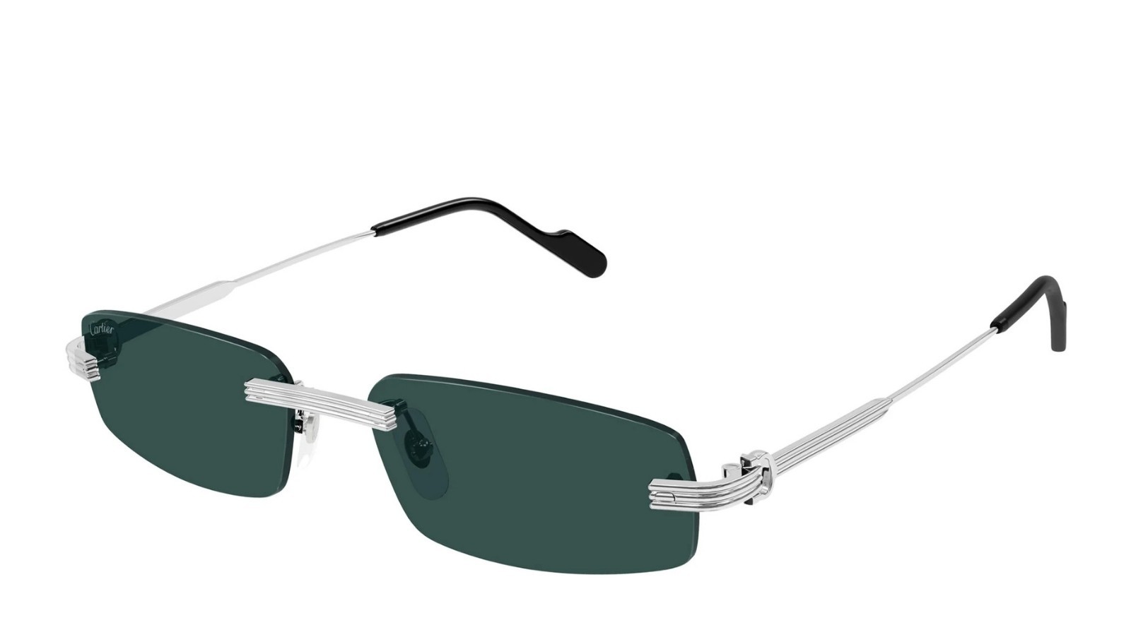 Occhiali da sole uomo Luxury Cartier CT0535S 002 silver silver green nuova collezione