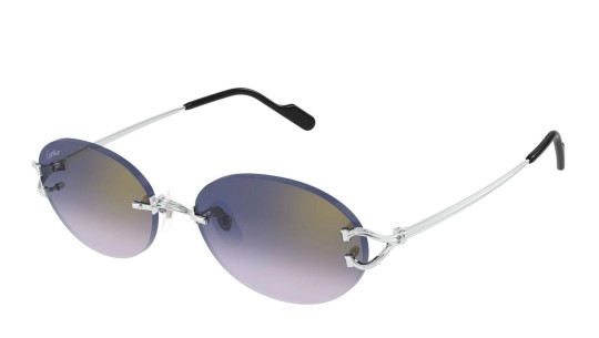Occhiali da sole unisex Luxury Cartier CT0551S 003 silver silver blue nuova collezione