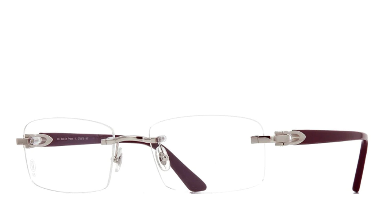 Men's Luxury Eyeglasses Cartier CT0287O silver burgundy (007) new collection