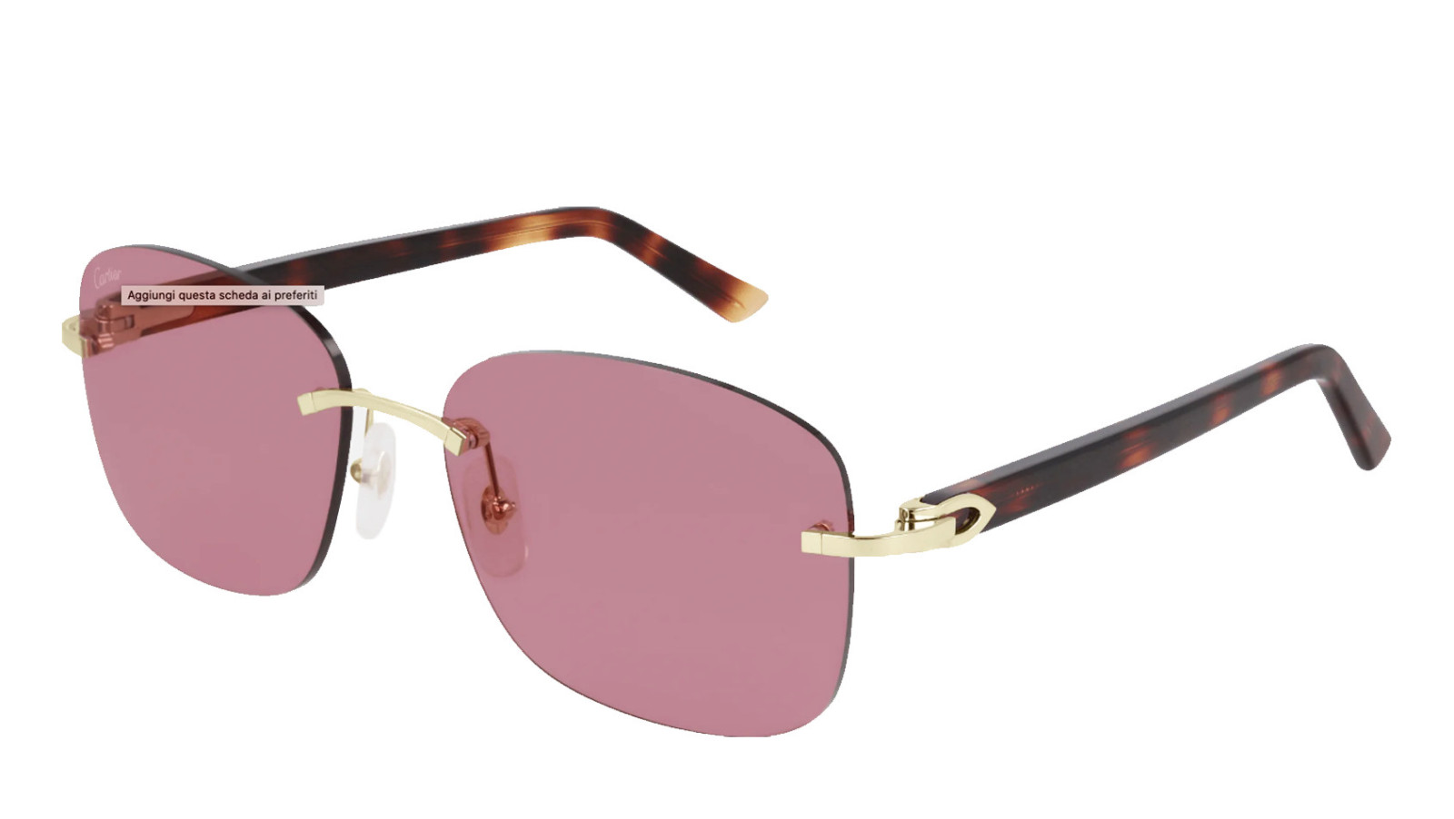 Occhiali da sole uomo Luxury Cartier CT0227S gold havana red (005) nuova collezione