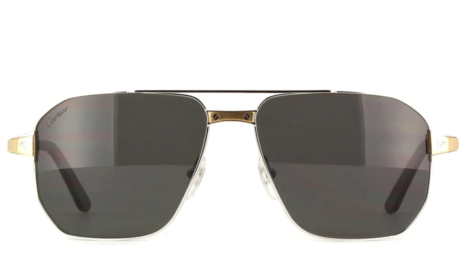 Occhiali da sole uomo Luxury Cartier CT0424S silver smoke (001) nuova collezione