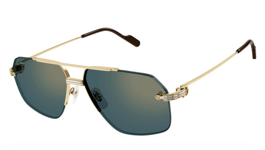 Occhiali da sole uomo Luxury Cartier CT0426S gold green (002) nuova collezione